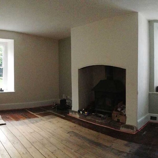 Ceiling lime plastered and lime washed.