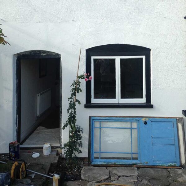 Back door removed for restoration.