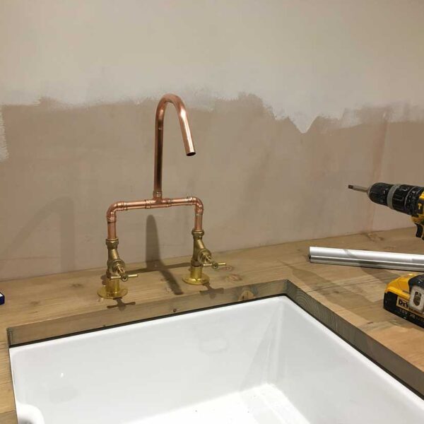 Mixer tap made from left over copper piping.