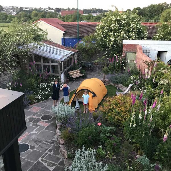 Kids preparing for garden camping on my birthday.